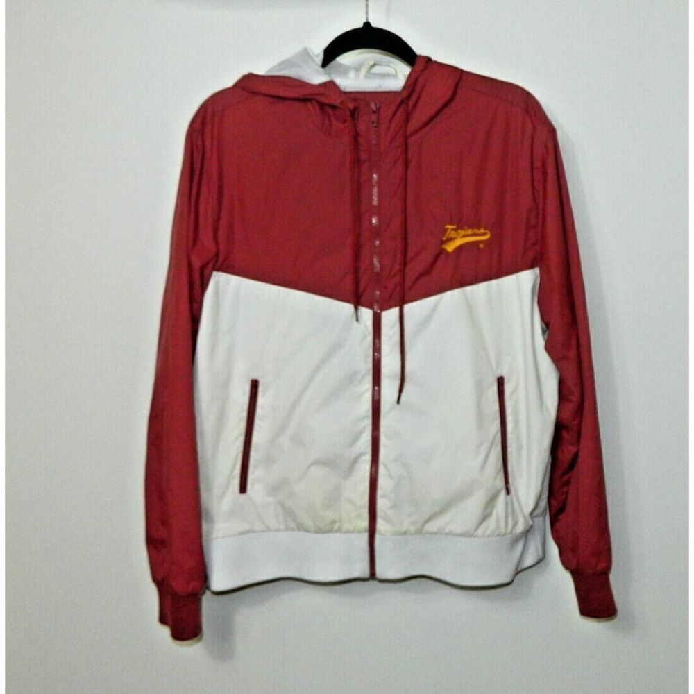 Campus Drive USC Trojans Jacket Size  Medium Burgundy White‎ Vintage Full Zip